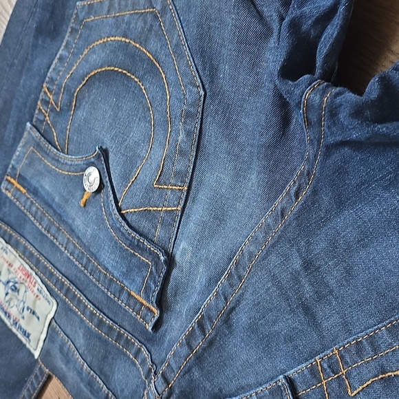 True Religion Indigo Straight Jeans with Contrast Stitching, Sz 36 - Picture 4 of 9